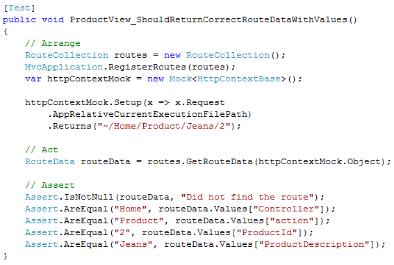 MVC URL Route Test Moq