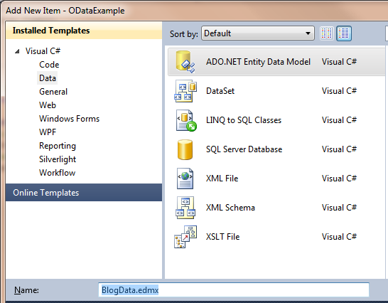 Add new Entity Data Model