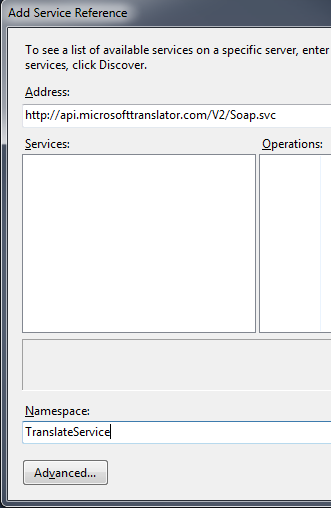 Microsoft Translator Namespace